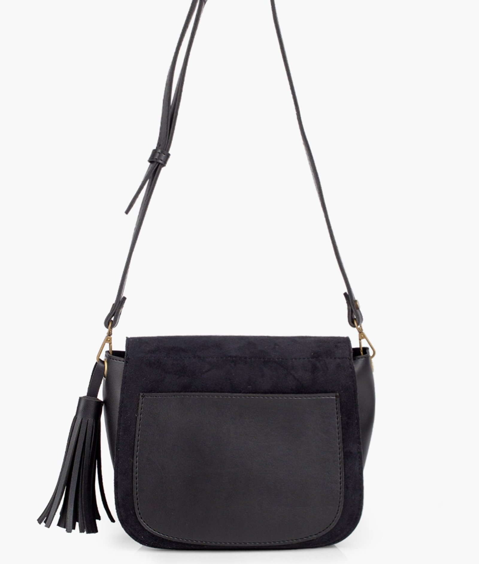 Black suede foldover saddle bag - Image 4