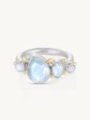 Cluster Moonstone & Opal Silver Ring
