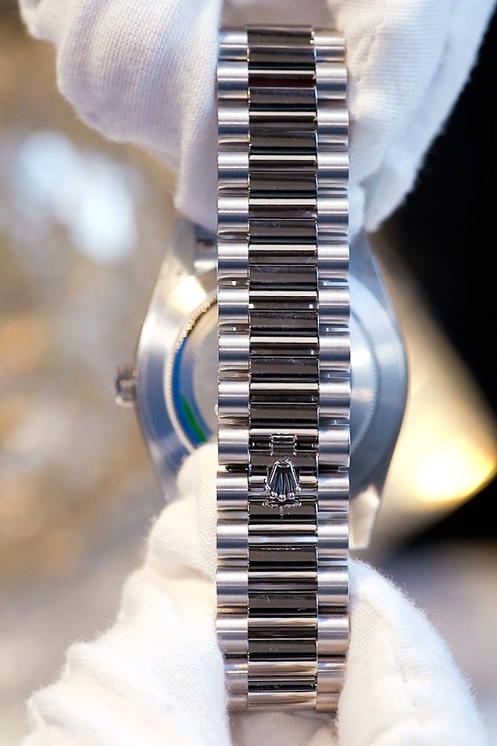 Rolex Day Date 40 Ice Blue Arabic Dial Diamond Bezel Platinum President Bracelet 228396TBR - Image 3
