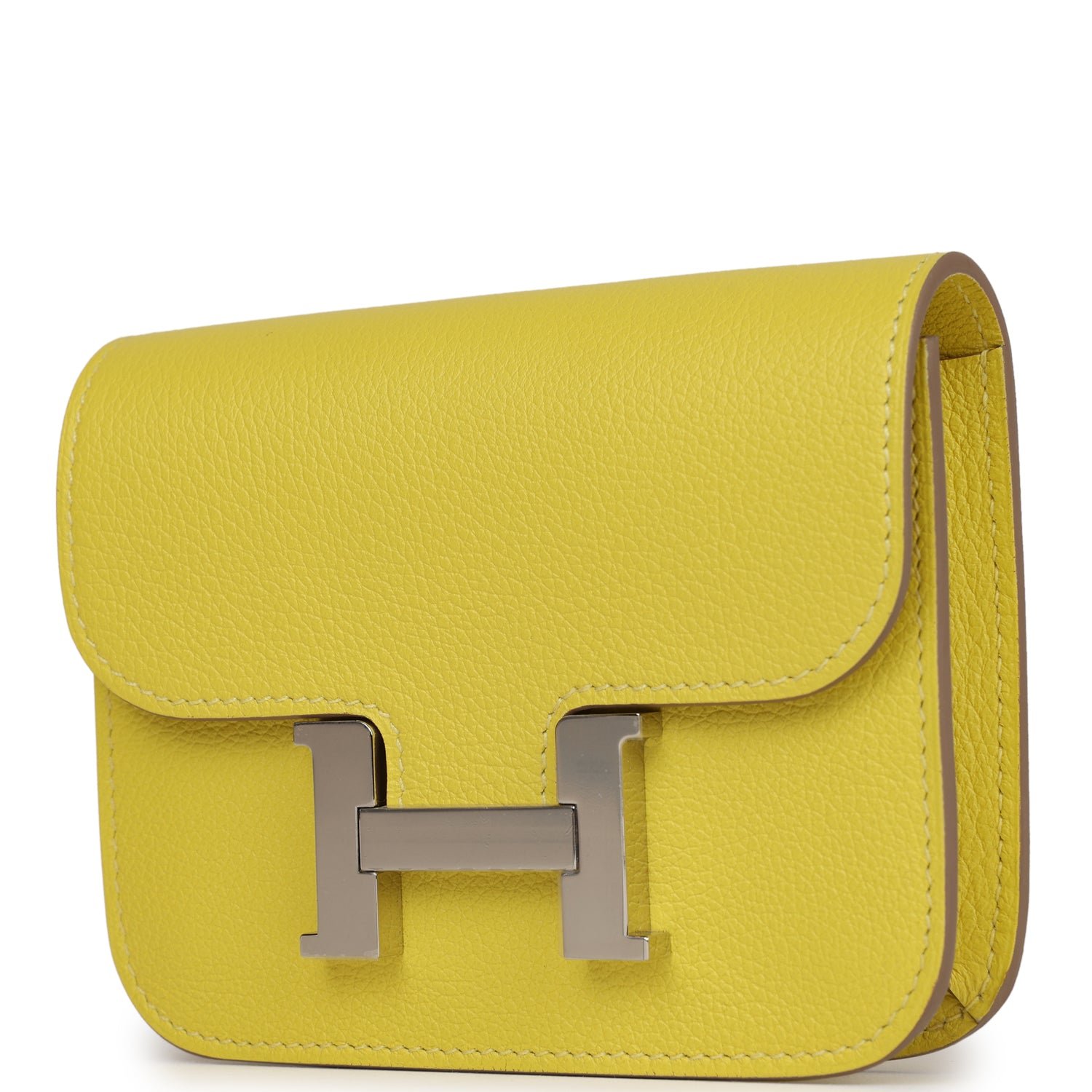 Hermes Constance Slim Wallet Lime Evercolor Palladium Hardware - Image 5