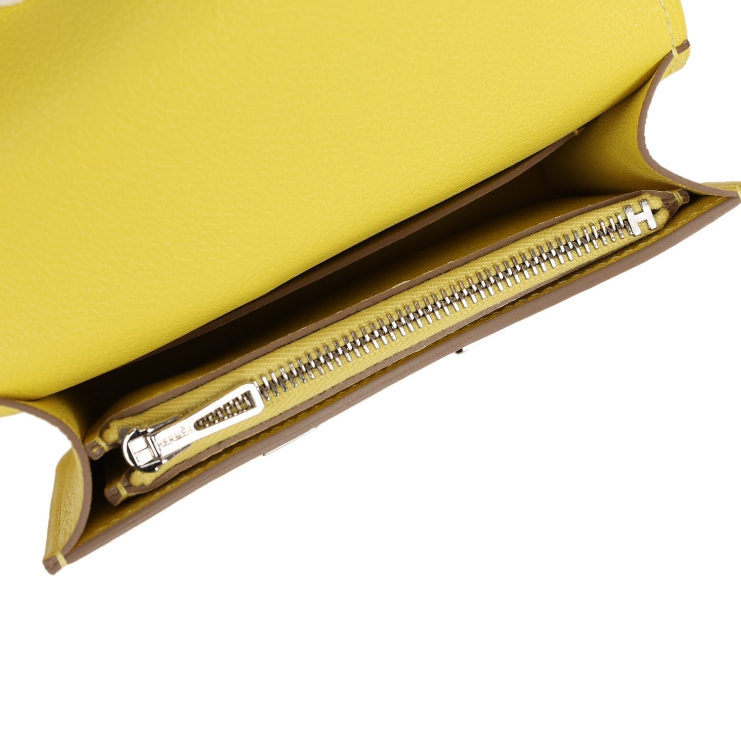 Hermes Constance Slim Wallet Lime Evercolor Palladium Hardware - Image 6