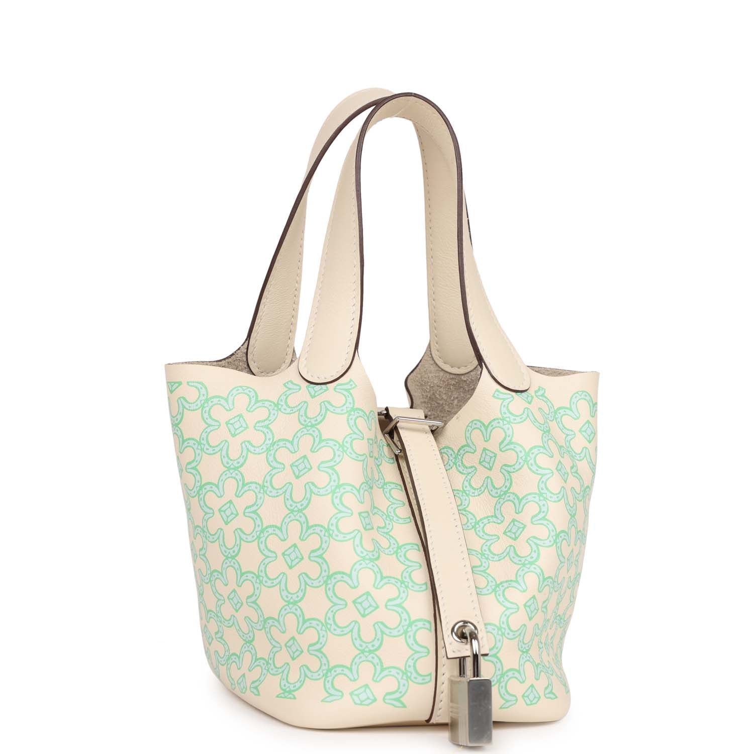 Hermes Micro Picotin Lock 14 "Lucky Daisy" Nata Swift Palladium Hardware - Image 2