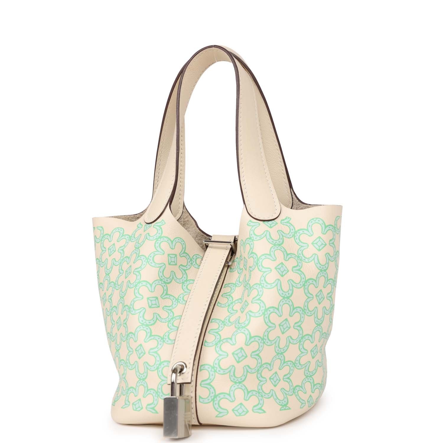 Hermes Micro Picotin Lock 14 "Lucky Daisy" Nata Swift Palladium Hardware - Image 4