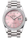 Rolex Day Date 36mm Pink Diamond Dial Diamond Bezel White Gold President Bracelet 128349RBR