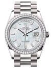 Rolex Day Date 36mm White MOP Diamond Dial Diamond Bezel White Gold President Bracelet 128349RBR