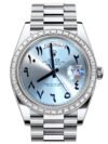 Rolex Day Date 40 Ice Blue Arabic Dial Diamond Bezel Platinum President Bracelet 228396TBR