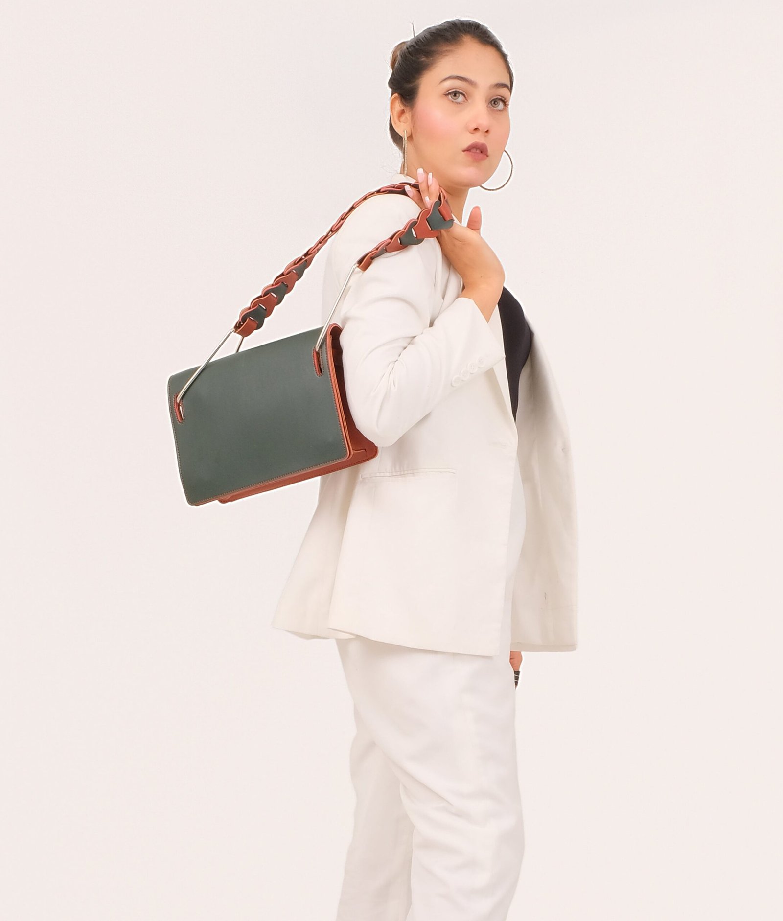 Army green loop strap shoulder bag - Image 2