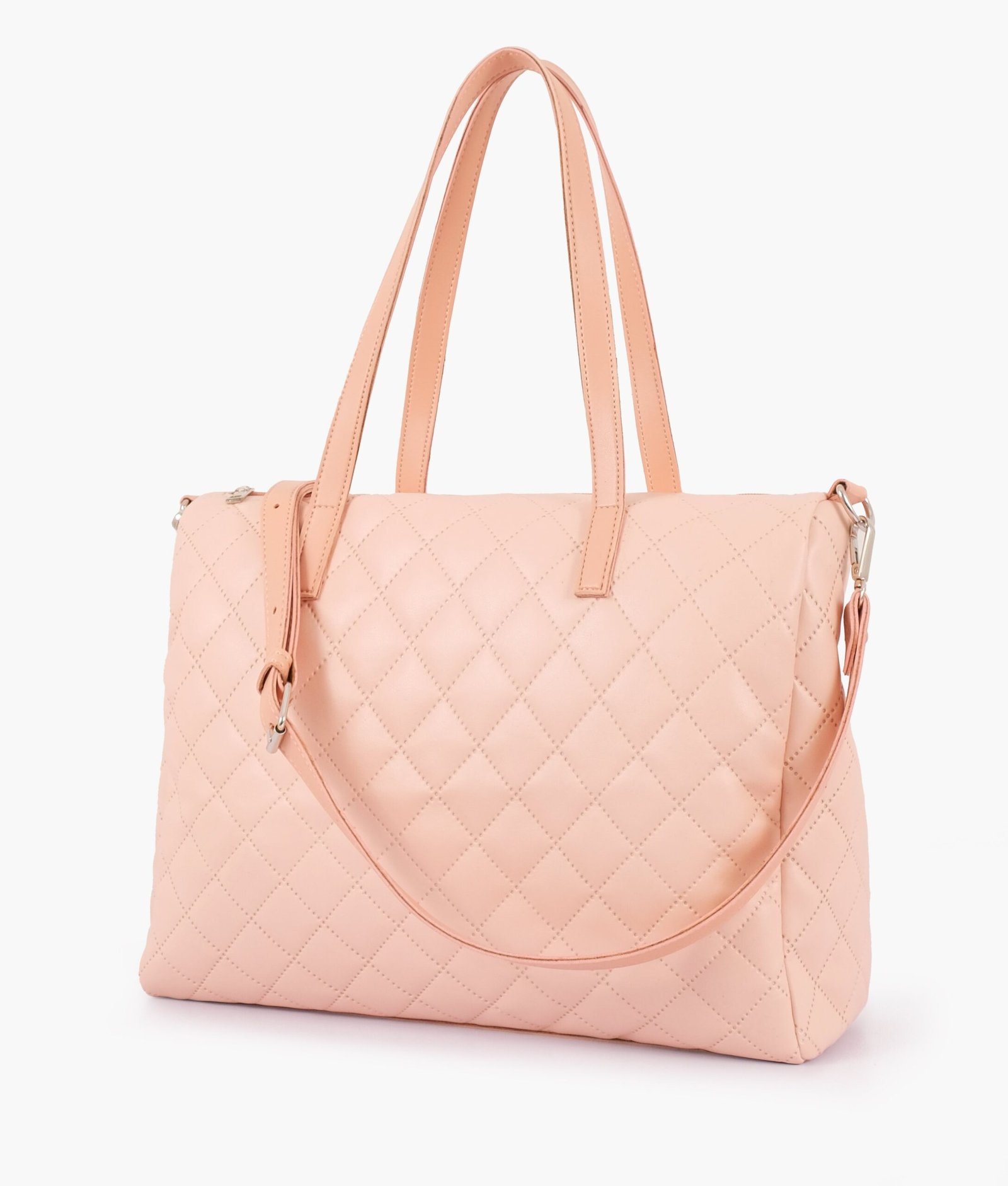 Baby pink quilted carryall tote bag - Image 2