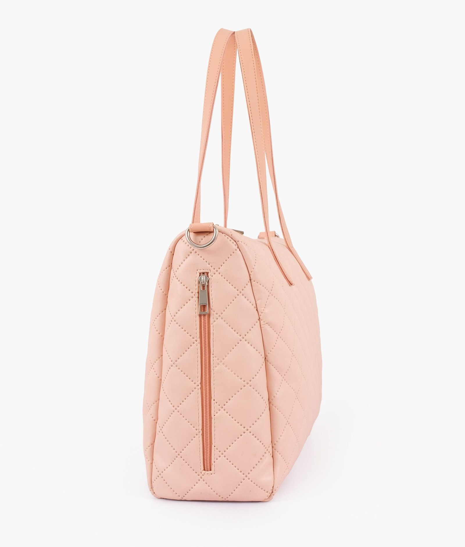 Baby pink quilted carryall tote bag - Image 3