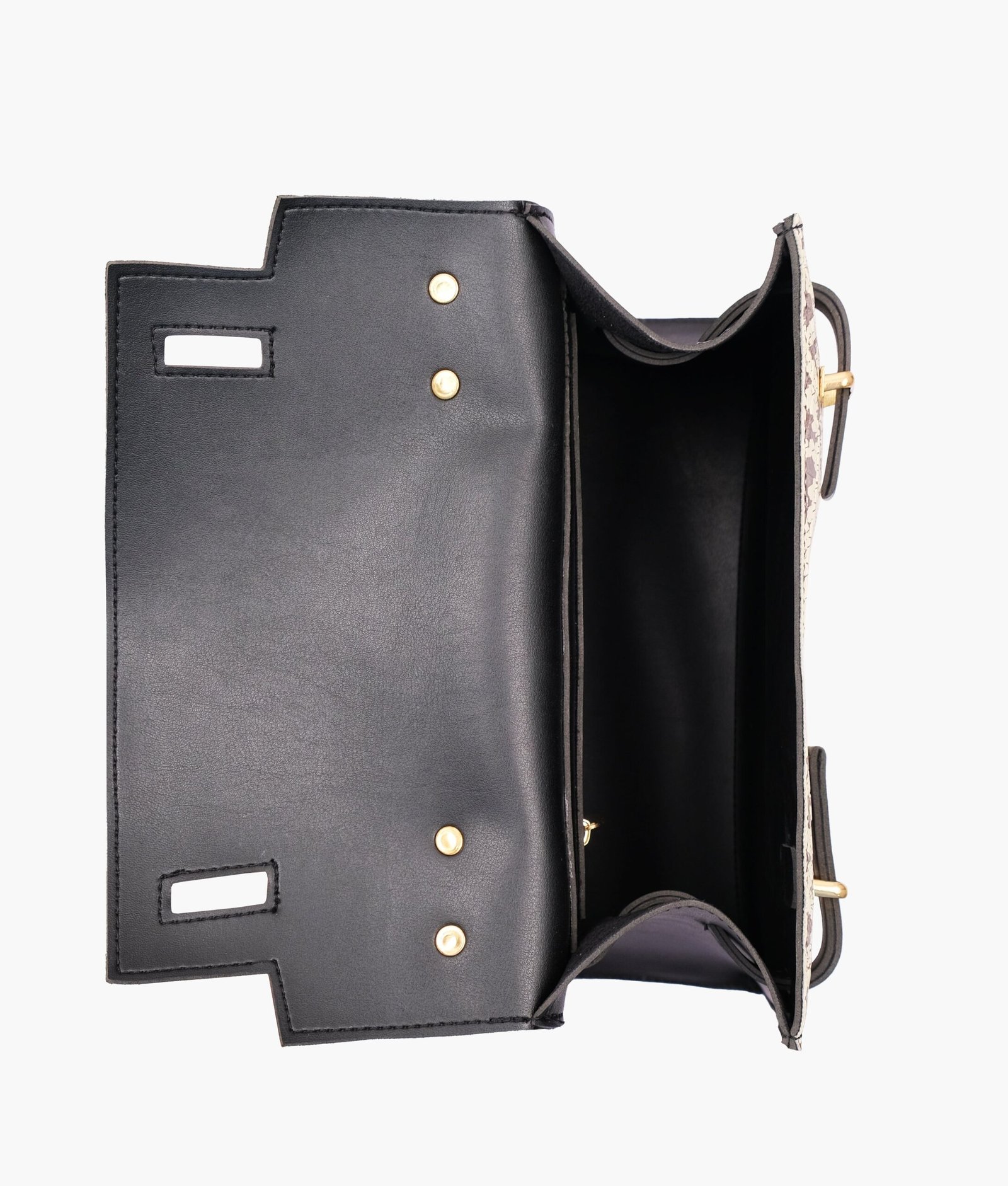 Black and white crocodile cross-body bag with top-handle - Image 9