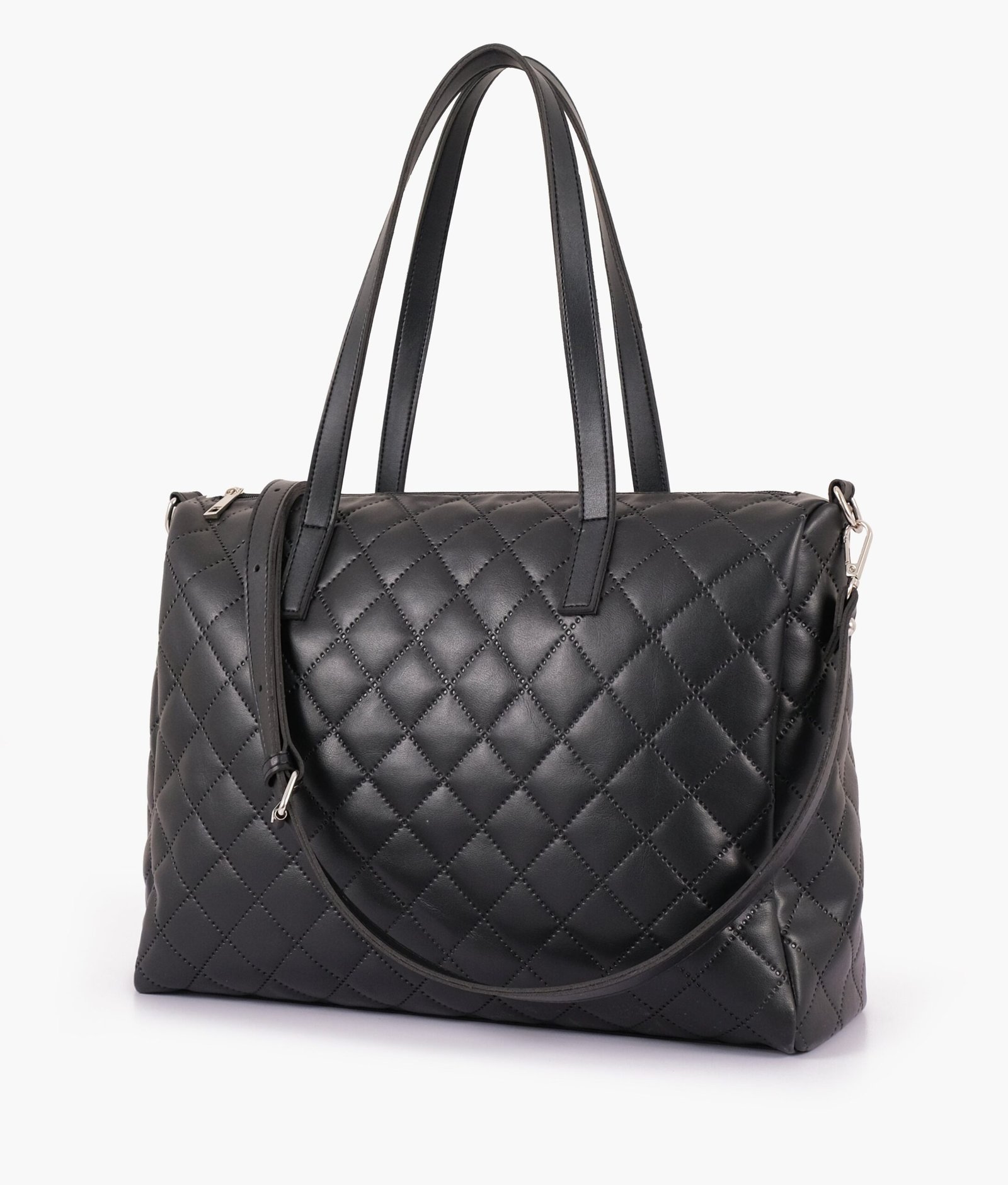 Black quilted carryall tote bag - Image 2