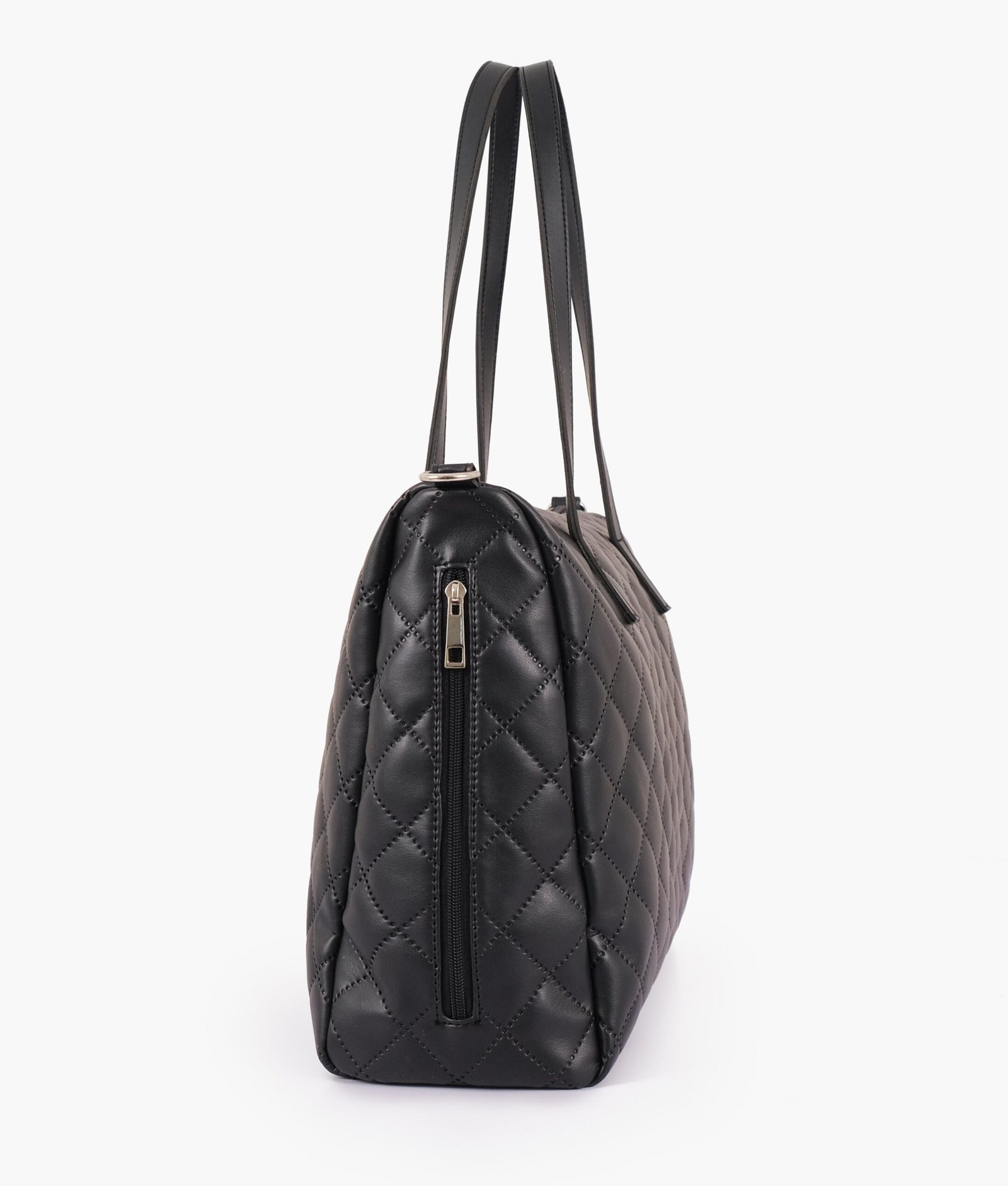 Black quilted carryall tote bag - Image 3