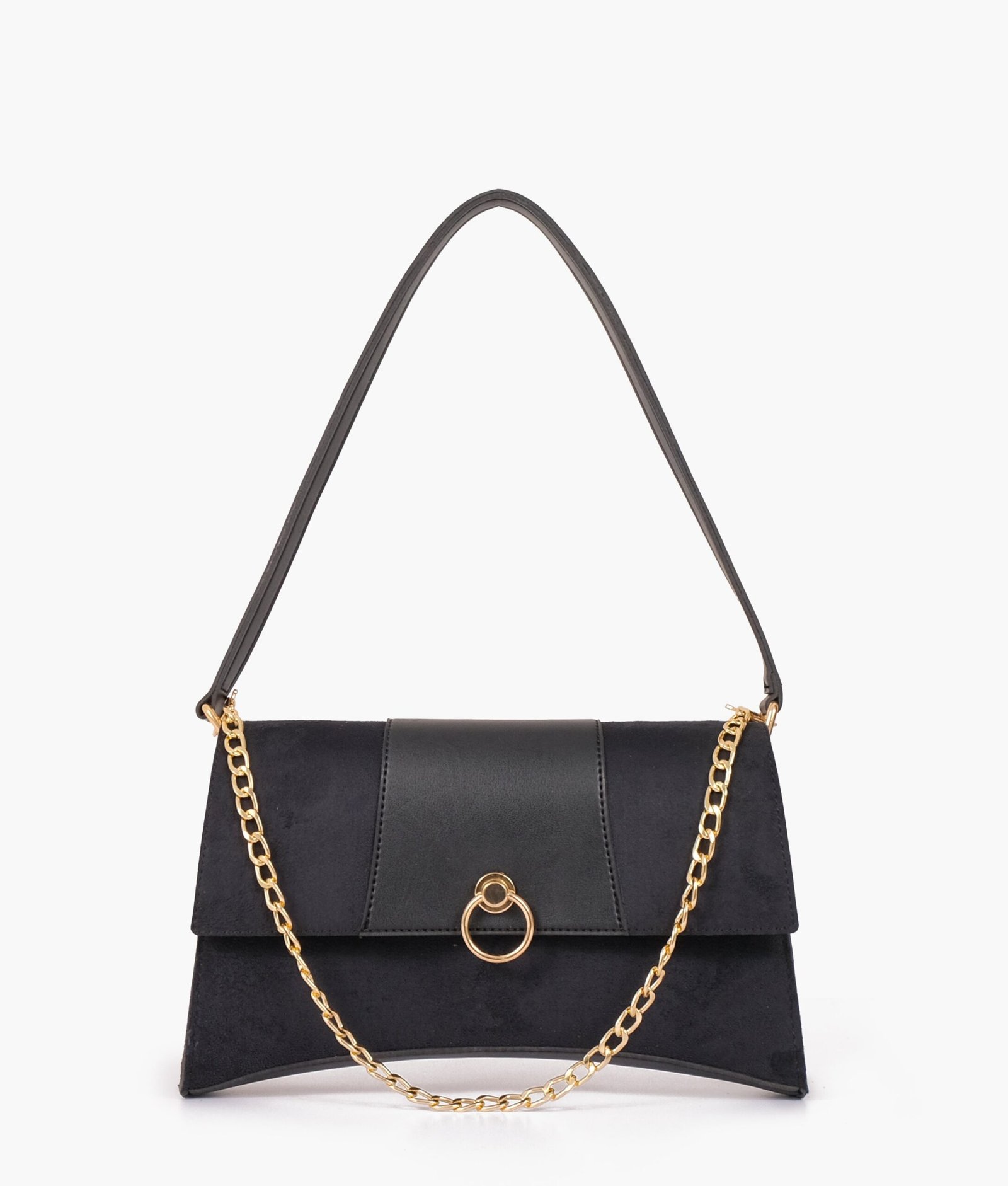 Black suede buckle envelope bag - Image 2