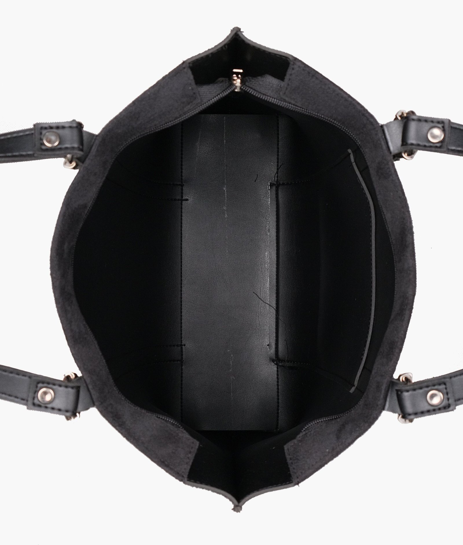 Black suede double-handle tote bag - Image 8
