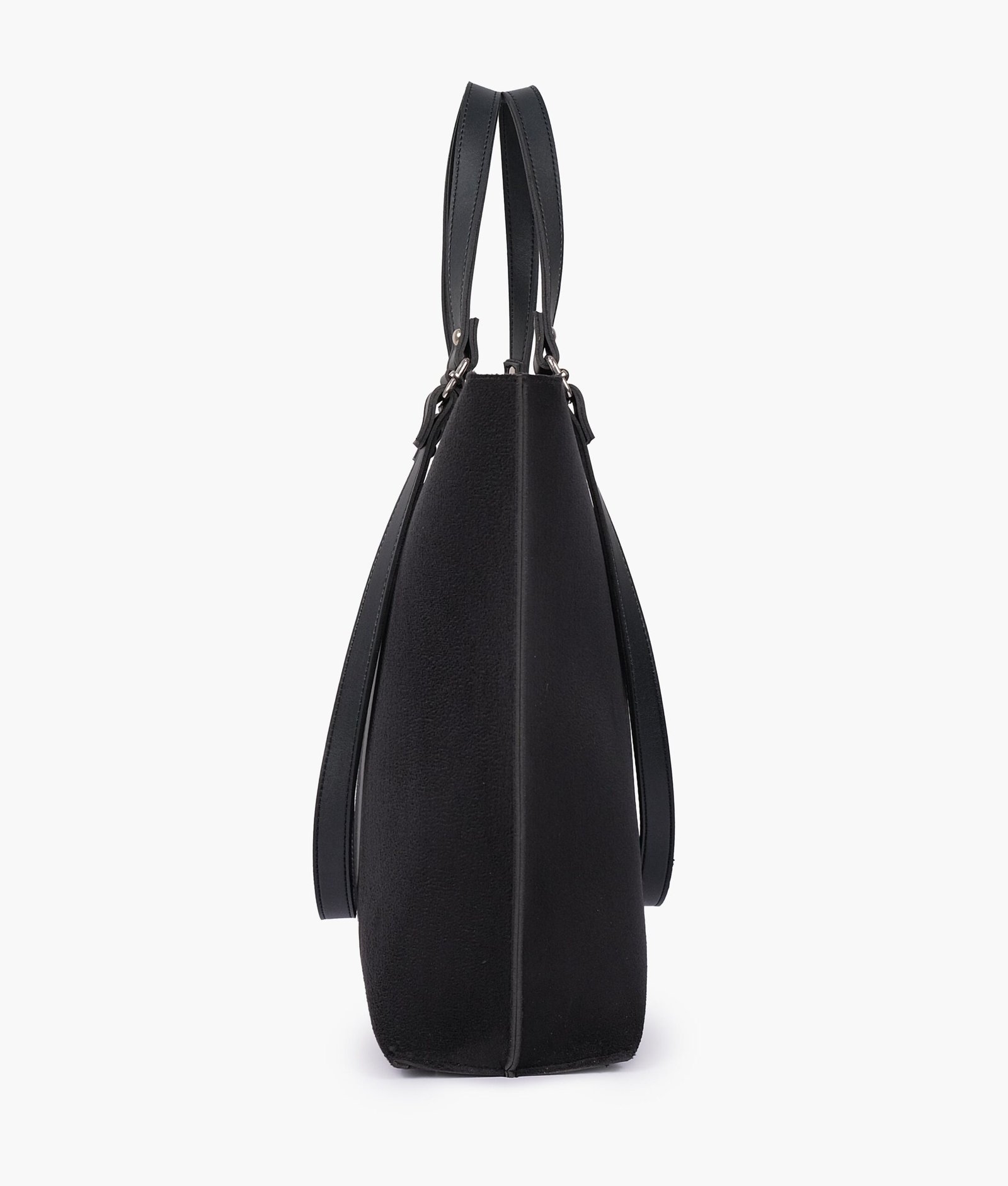 Black suede double-handle tote bag - Image 6