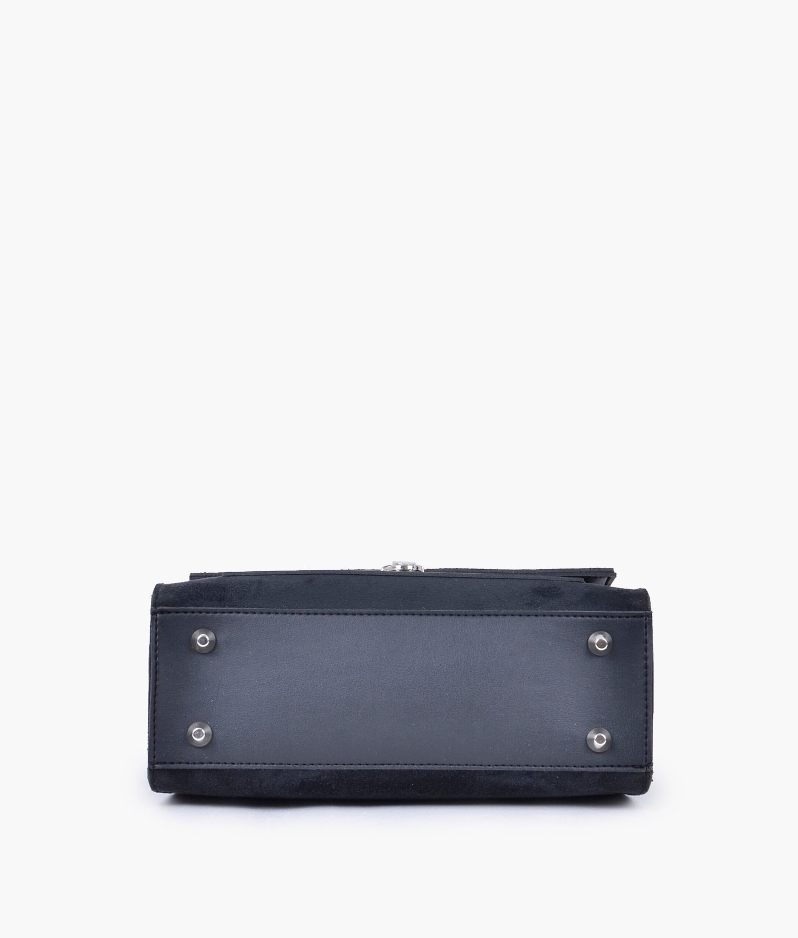 Black suede push-lock messenger bag - Image 6