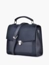 Black suede push-lock messenger bag