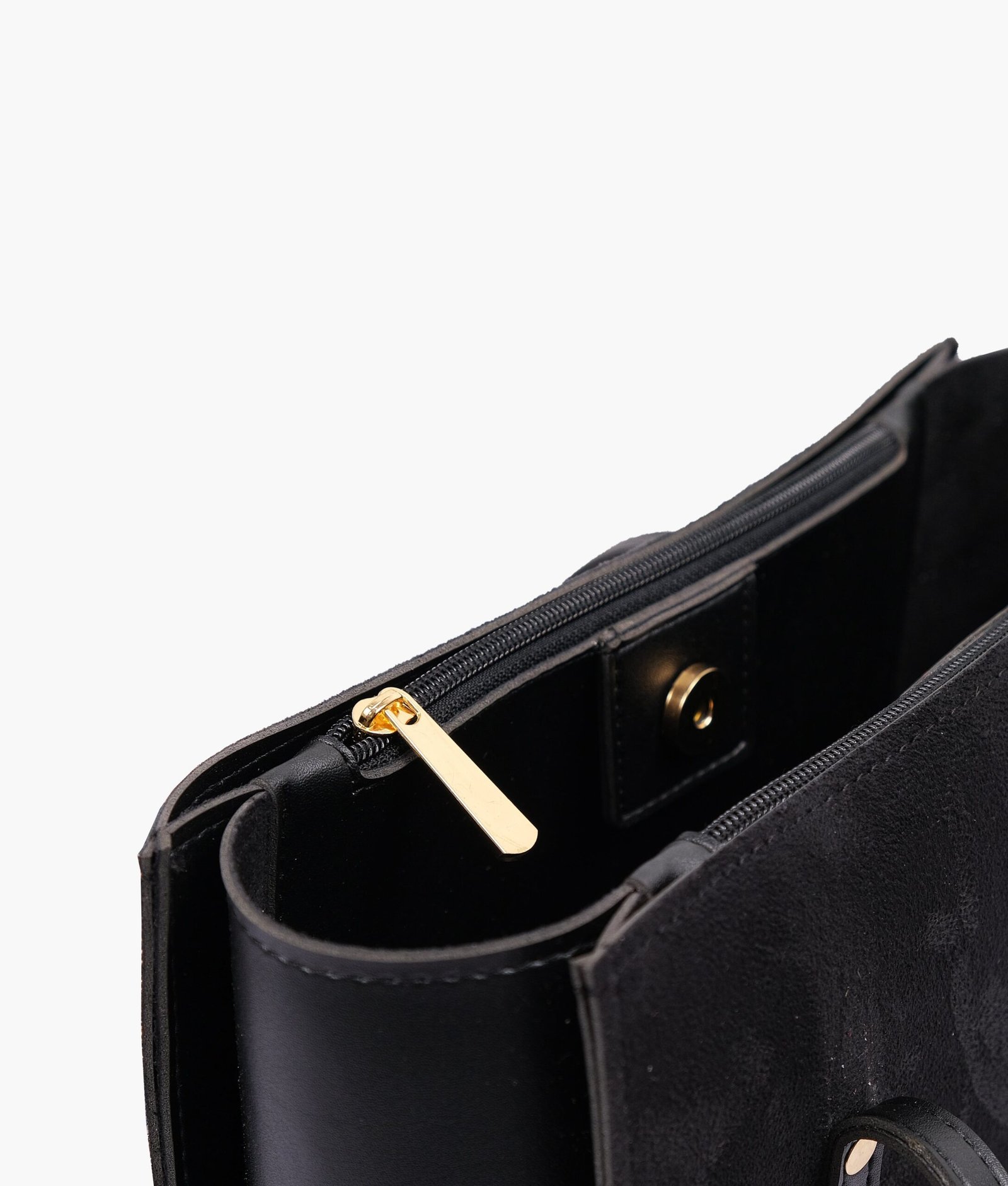 Black suede zipper shoulder bag with long handle - Image 5