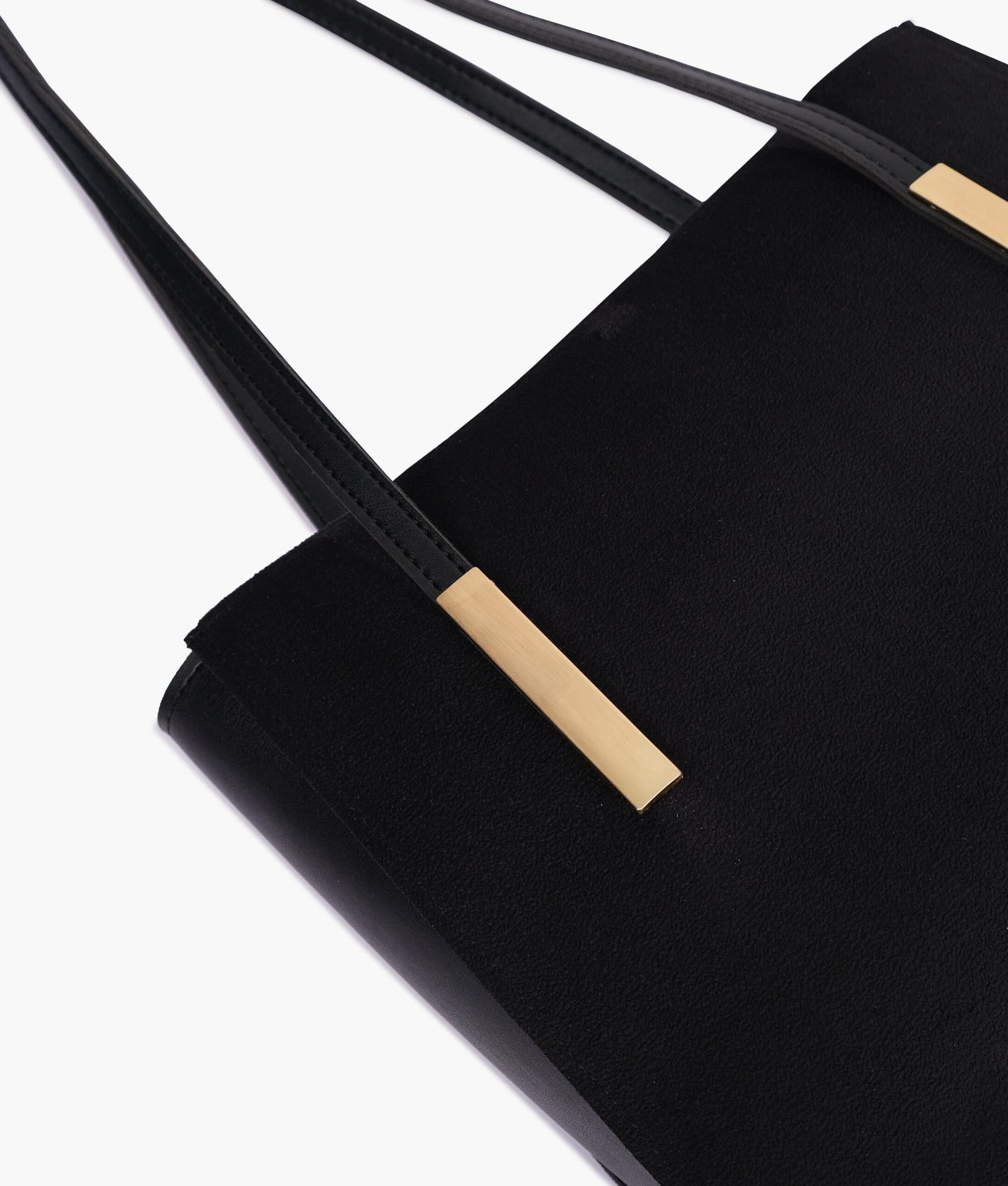 Black suede zipper shoulder bag with long handle - Image 6