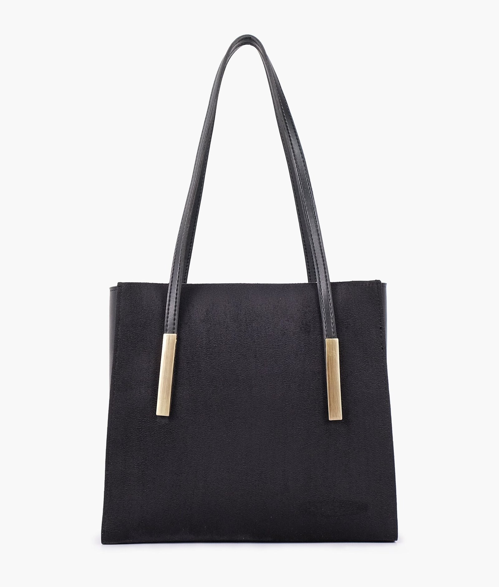 Black suede zipper shoulder bag with long handle - Image 3